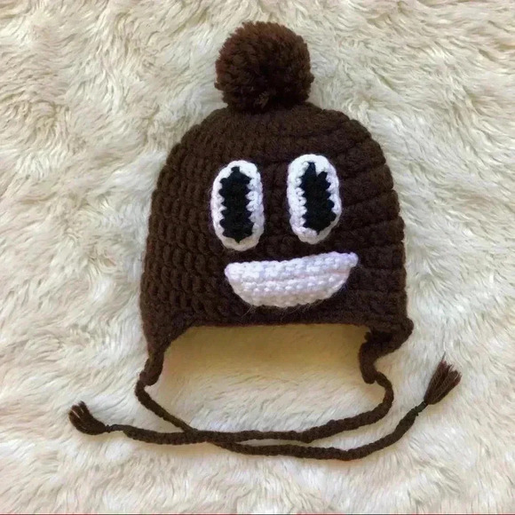 Poop Emoji Baby Winter Hat  Size 3-6 Months - Picture 1 of 7